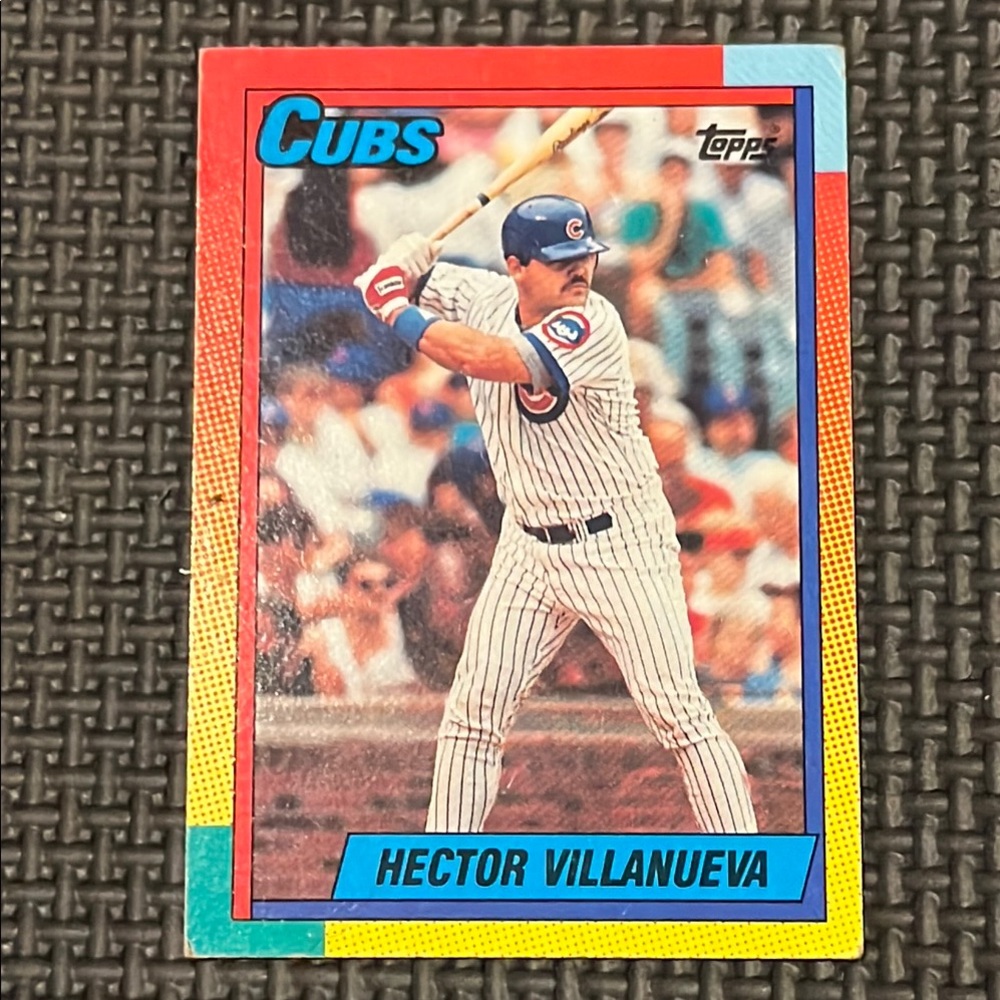 Topps Cubs Baseball Card with Red and Blue Accents